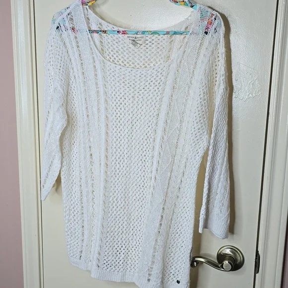 Ralph Lauren Denim & Supply White Knit Sweater Nautical Crochet - Picture 2 of 7